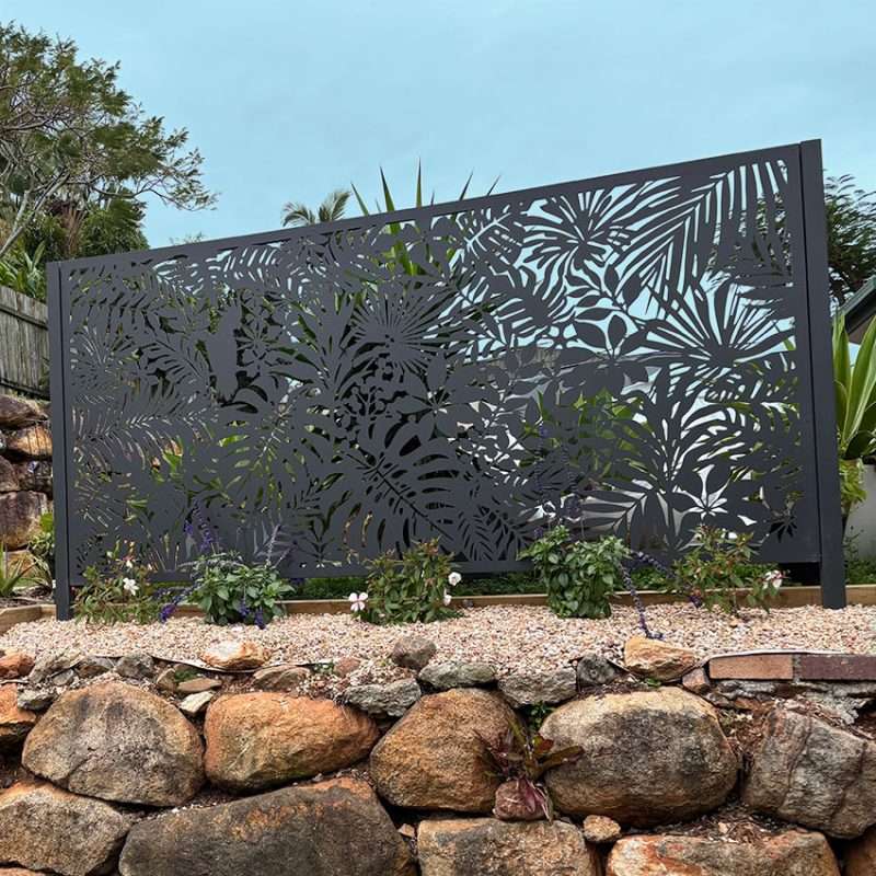 Sanctum-Madagascar-garden feature screen Tropical design laser cut aluminium screen